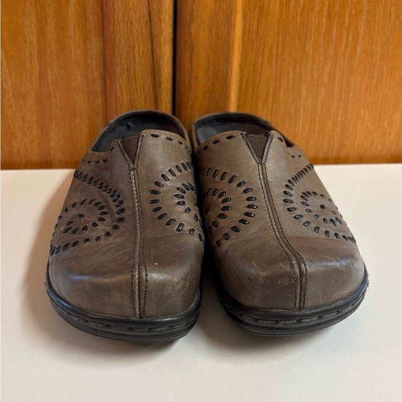 Klogs F7 Brown Leather slip on platform mules shoes clogs - Picture 3 of 6